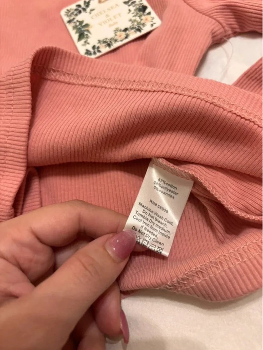 Chelsea & Violet Baby Ribbed Pink Long Sleeve Top 12 Months NWT Lace Trim